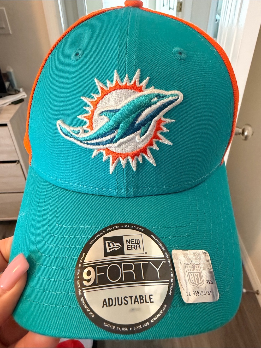 New Era teal and orange Miami Dolphins logo cap